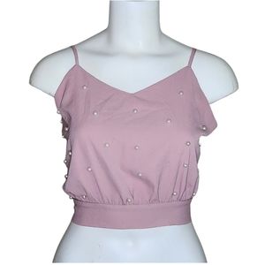 Old pink woman's pearl top. Size